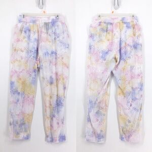 Young Fabulous Broke Women L Bluftan Eyelet Pants Joggers Tie Dye Tassels NEW
